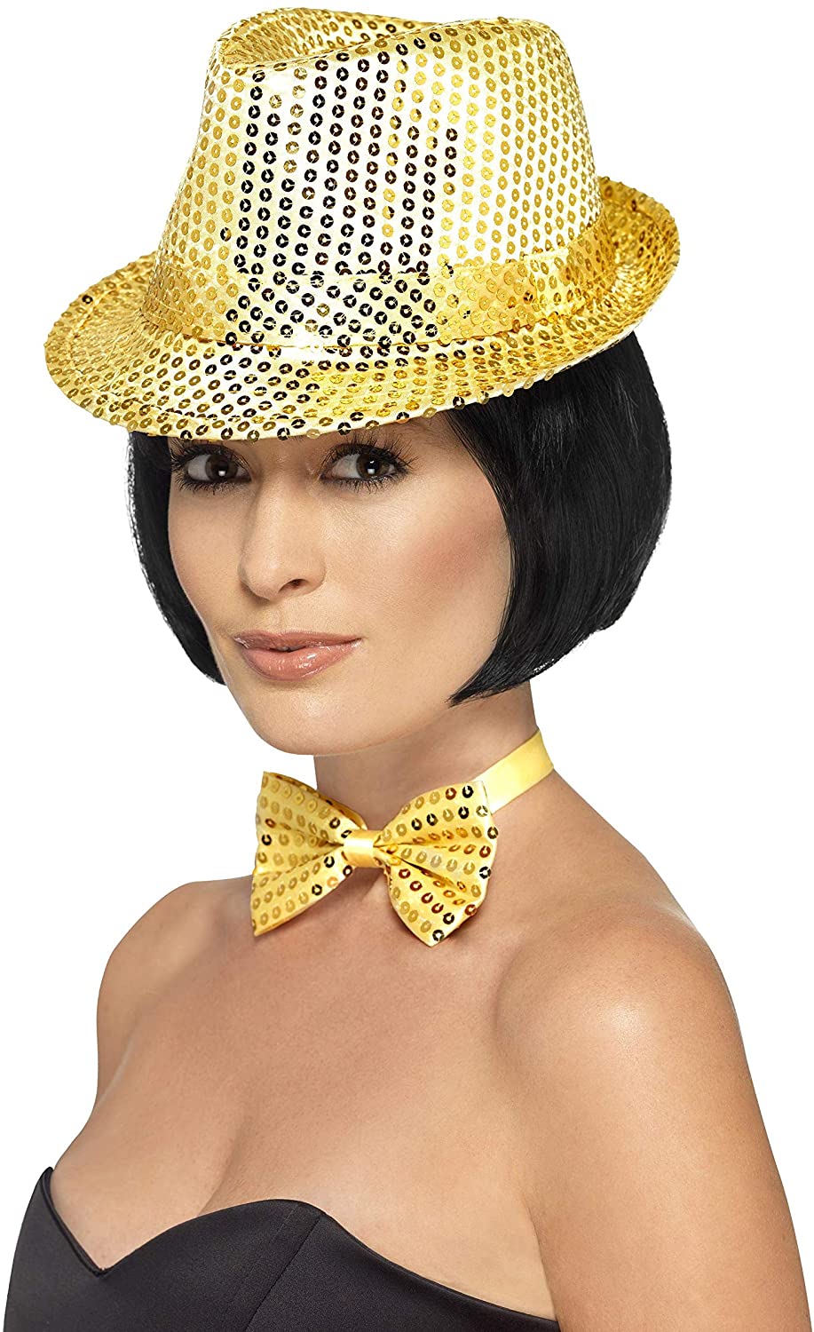 Smiffys Unisex Sequin Trilby Hat (Gold)