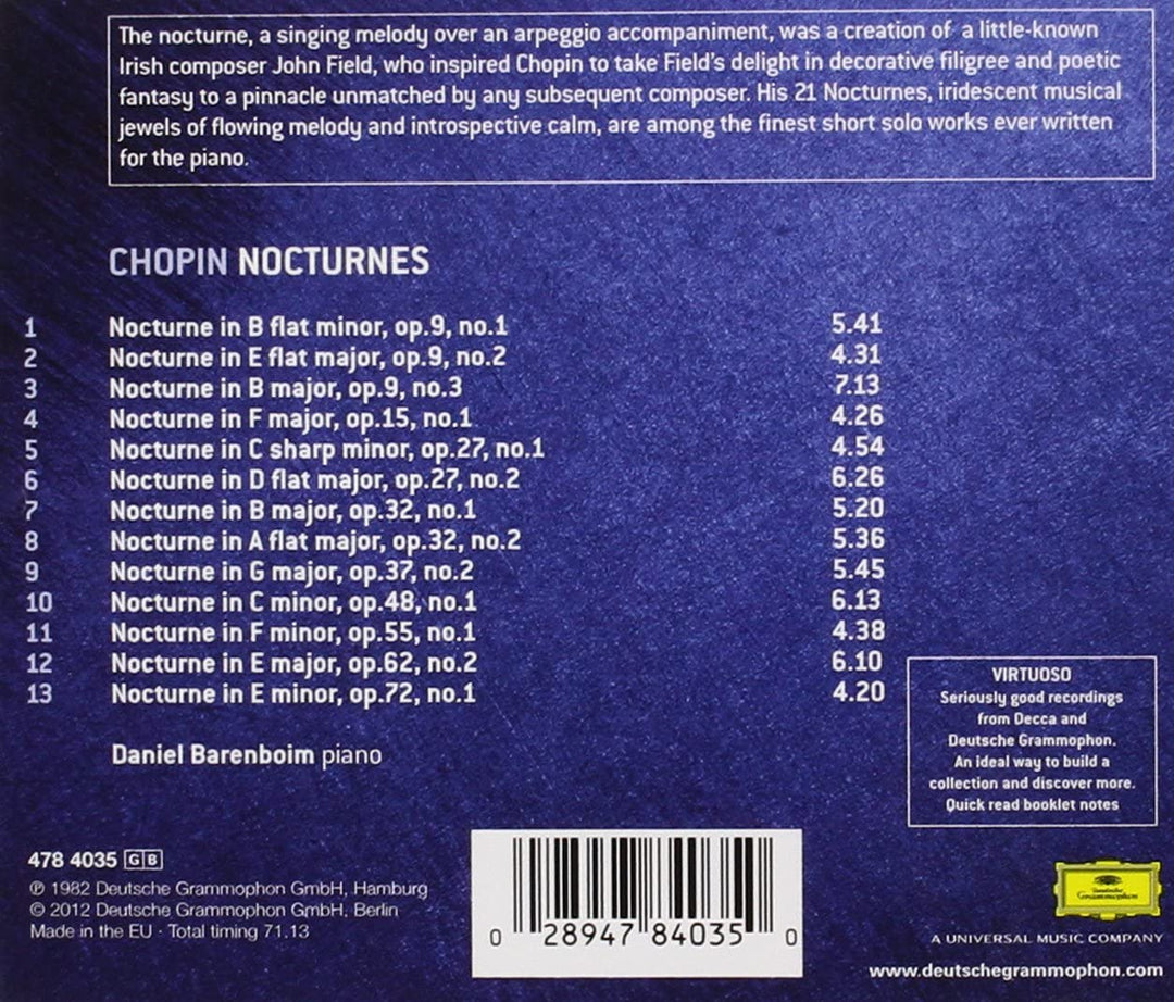 Chopin: Nocturnes (Virtuoso series) - Daniel Barenboim  [Audio CD]