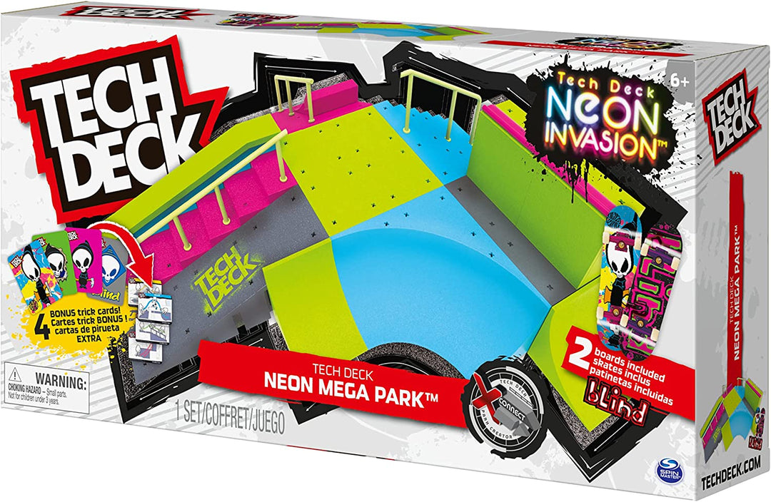 Tech Deck, Neon Mega Park X-Connect Creator, Glow-In-The-Dark Customisable Ramp