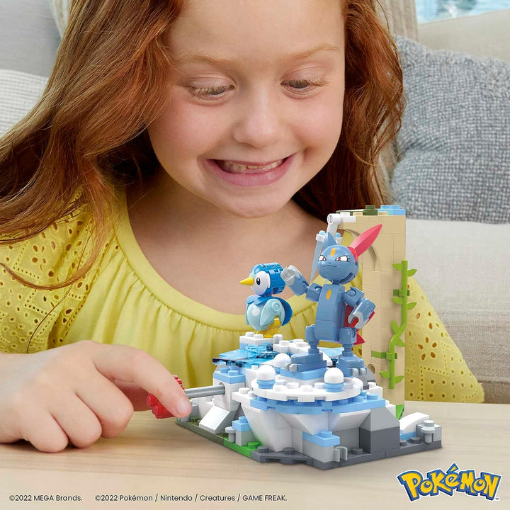 MEGA Pokémon Action Figure Building Toys, Piplup and Sneasel's Snow Day with 171 Pieces and Motion, 2 Poseable Characters, for Kids