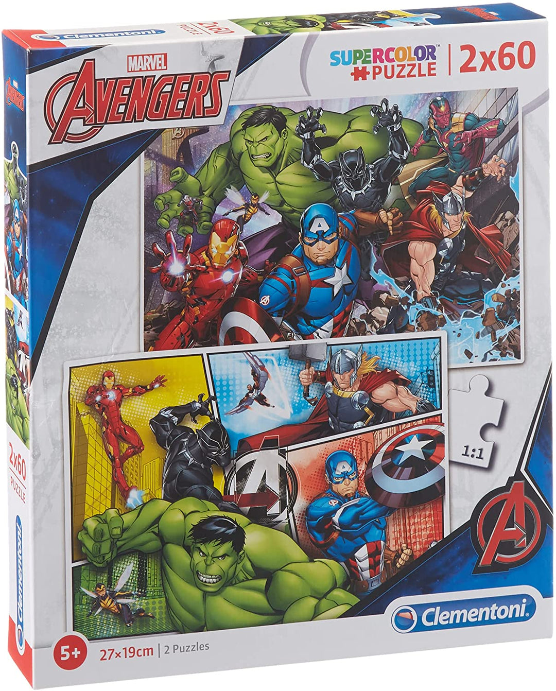 Clementoni - 21605 - Supercolor Puzzle for children - The Avengers - 2 x 60 Pieces Puzzle