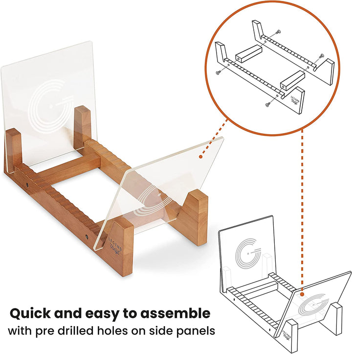Legend Vinyl Record Display Shelf Unit in Vintage Oak with Acrylic Ends. Holds 5