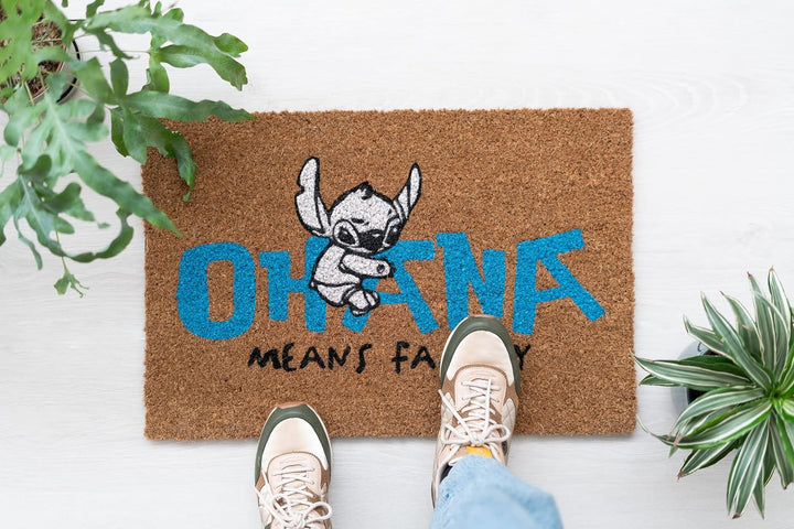 Grupo Erik Official Disney Stitch Ohana Door Mat, 15.7 x 23.6 Inches / Stitch Disney Gifts | Coconut Coir | Eco Friendly