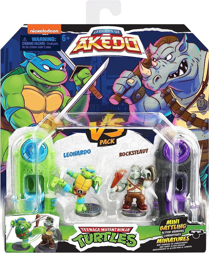 Legends Of Akedo Teenage Mutant Ninja Turtles. Mini Battling Warriors Versus Pack Leonardo Vs Rocksteady