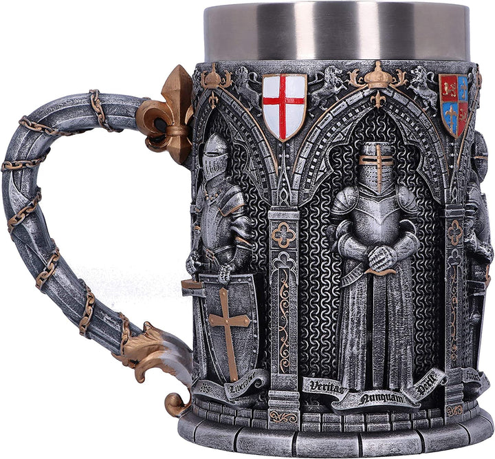 Nemesis Now B5167R0 Vow English Armoured Knight Latin Oath Tankard, Silver, 15.3