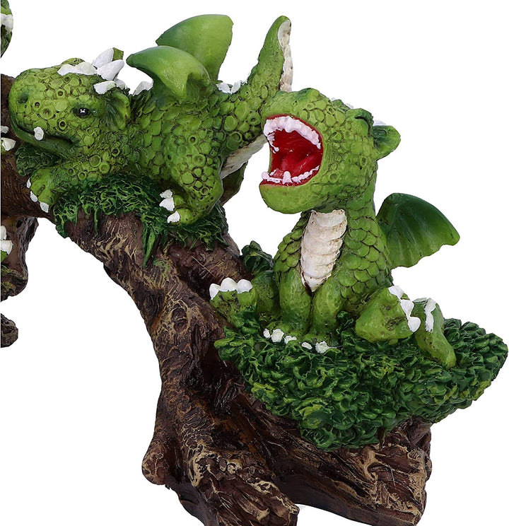 Daring Dragonlings Green Baby Dragons on Branch Figurine