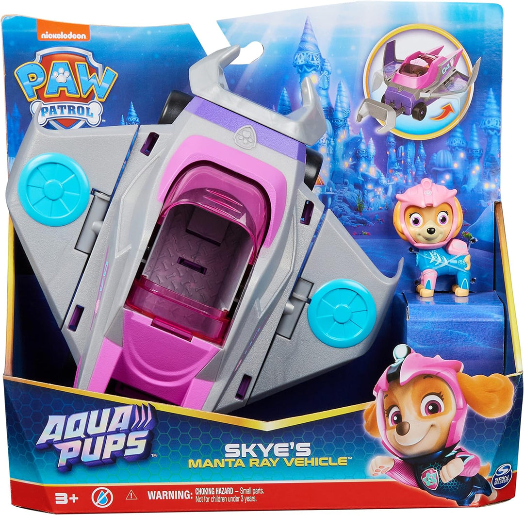 Paw Patrol Aqua Pups Skye Transforming Manta Ray Vehicle with Collectible Action Figure