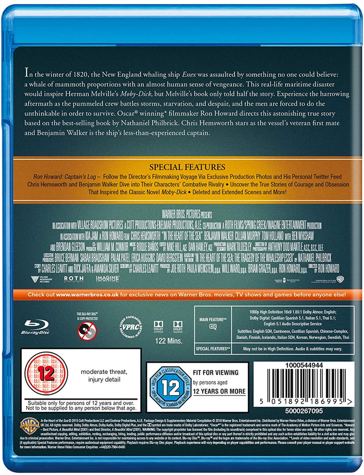 Au Coeur de la Mer [Blu-ray] [2016] [Région Gratuit]