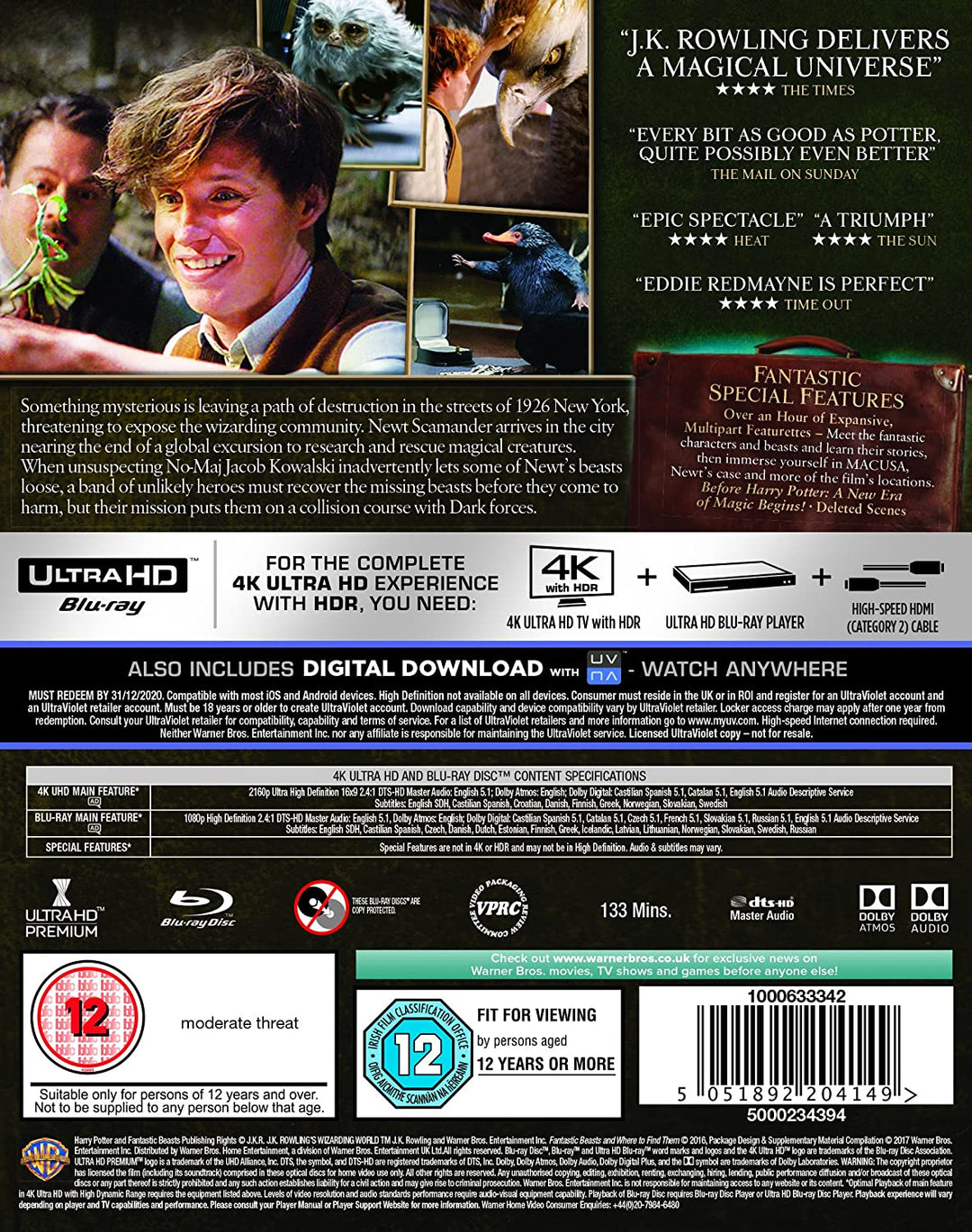 Fantastic Beasts and Where To Find Them - Fantasy/Adventure [Blu-Ray]