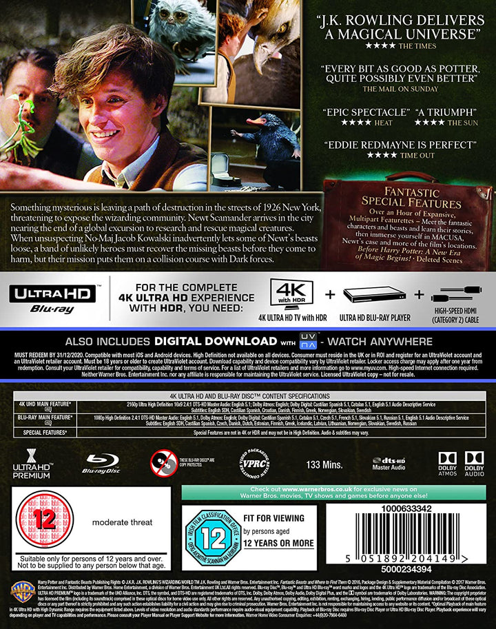 Fantastic Beasts and Where To Find Them - Fantasy/Adventure [Blu-Ray]