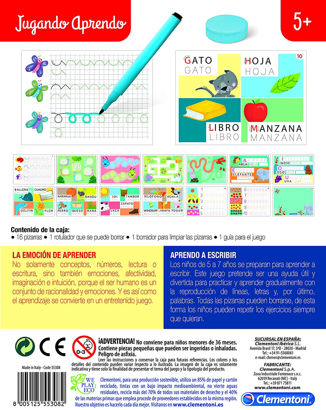 Clementoni 55308 Aprendo a escribir Game, Multicoloured