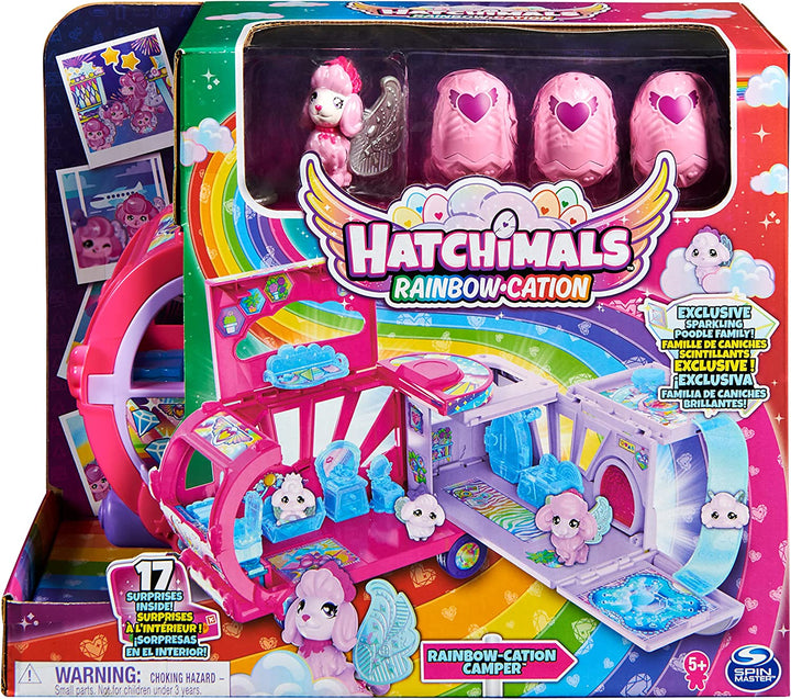 Hatchimals CollEGGtibles, Transforming Rainbow-cation Camper Toy Car with 6 Exclusive Characters