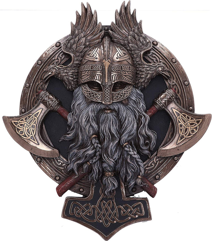 Nemesis Now Bronze for Valhalla Viking Axe Hammer Raven Wall Plaque, 27cm