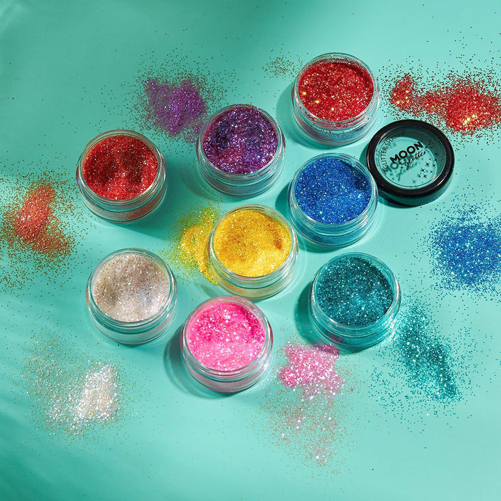 Iridescent Glitter Shakers by Moon Glitter - Blue - Cosmetic Festival Makeup Glitter for Face, Body, Nails, Hair, Lips - 5g