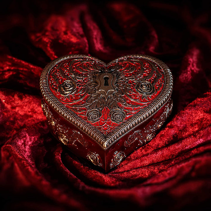 Nemesis Now Heart and Key Baroque Gothic Romance Box by Vincent HIE, Bronze, 11.