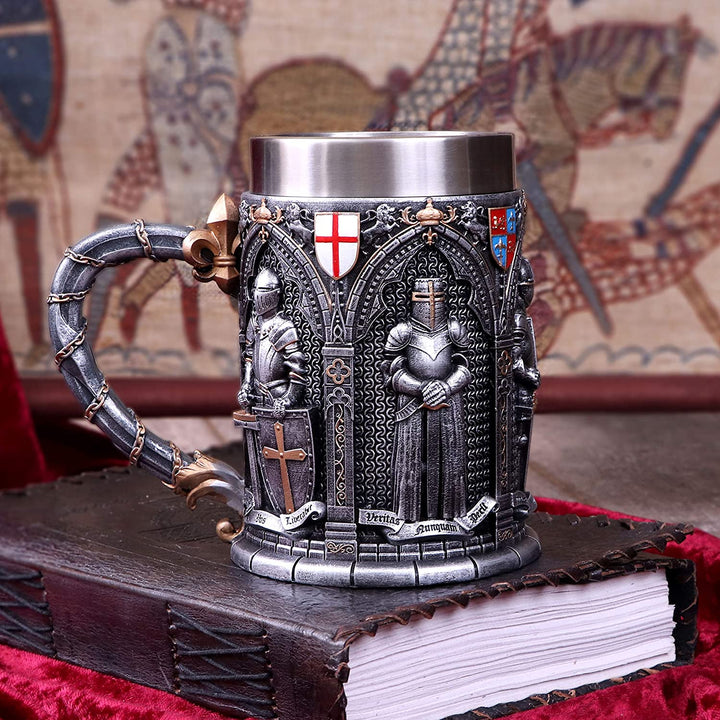 Nemesis Now B5167R0 Vow English Armoured Knight Latin Oath Tankard, Silver, 15.3