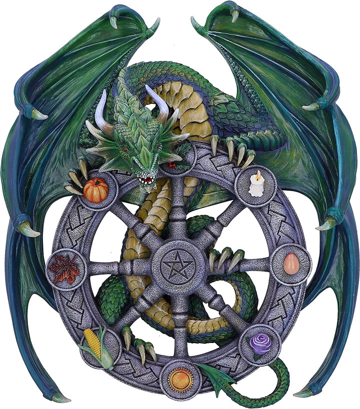 Nemesis Now Anne Stokes Magical Dragon Pagan Wheel of The Year Wall Plaque, Gree