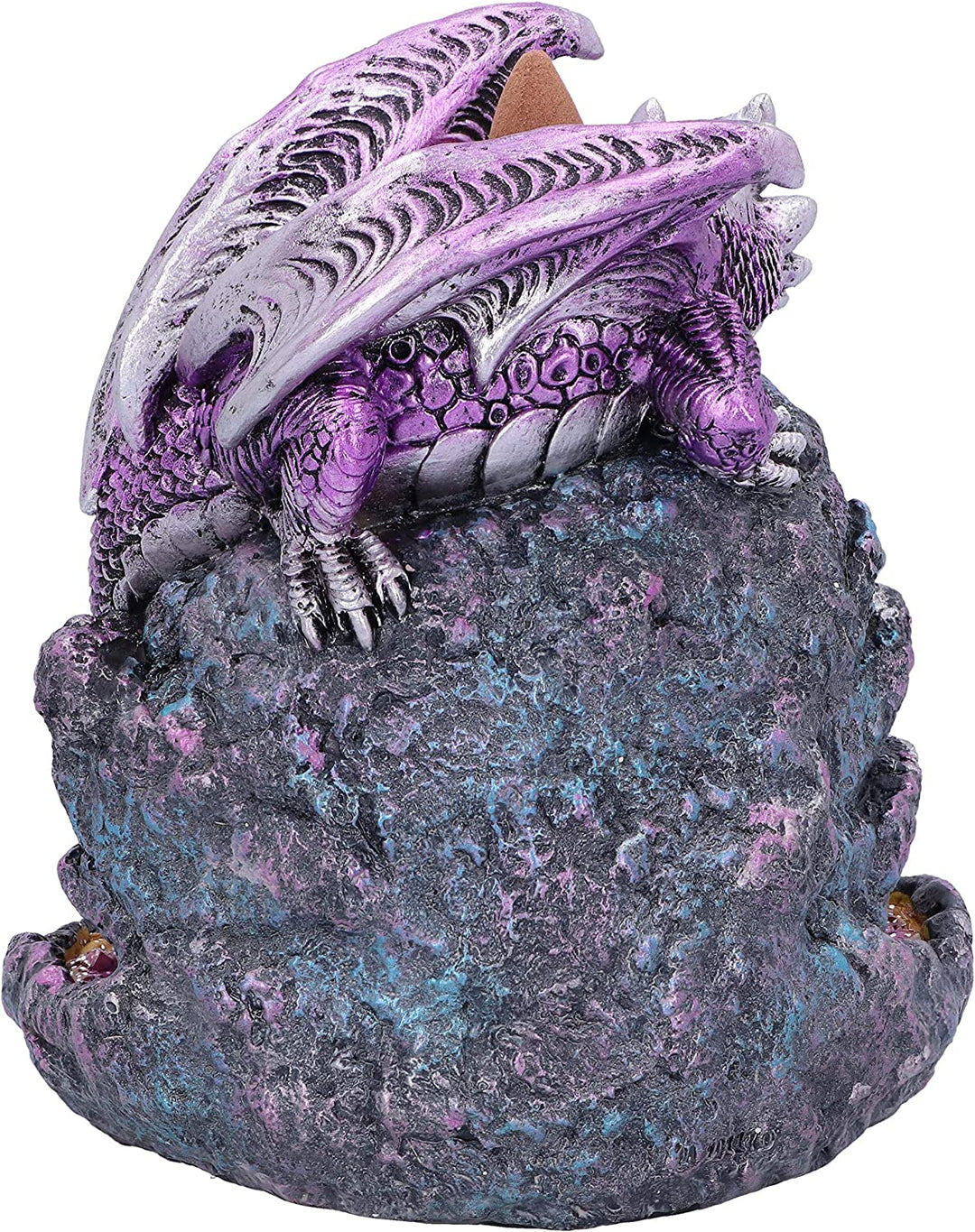 Crystalline Protector Purple Dragon Geode Backflow Incense Burner