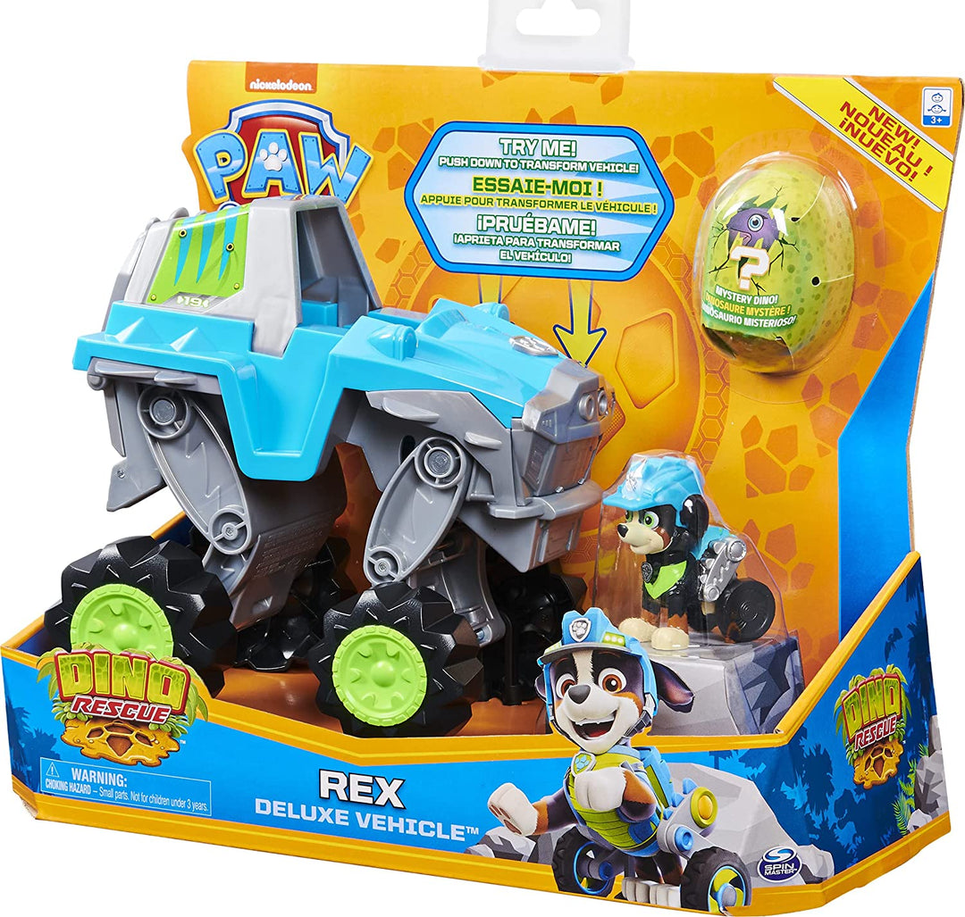 PAW Patrol Dino Rescue Rex’s Transforming Vehicle with Mystery Dinosaur Figure