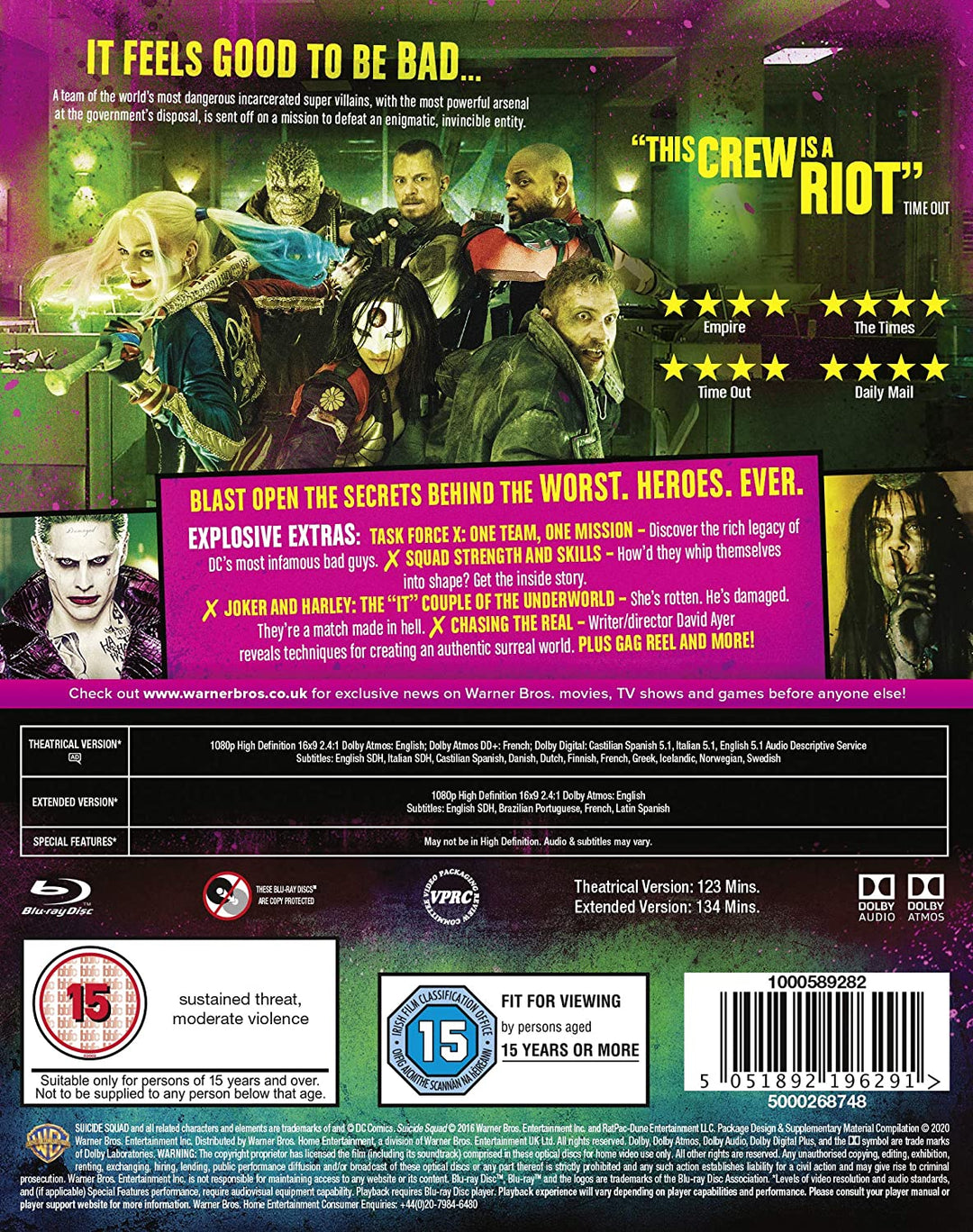 Suicide Squad [Comprend le téléchargement numérique] [Blu-ray] [2016] [Région gratuite]