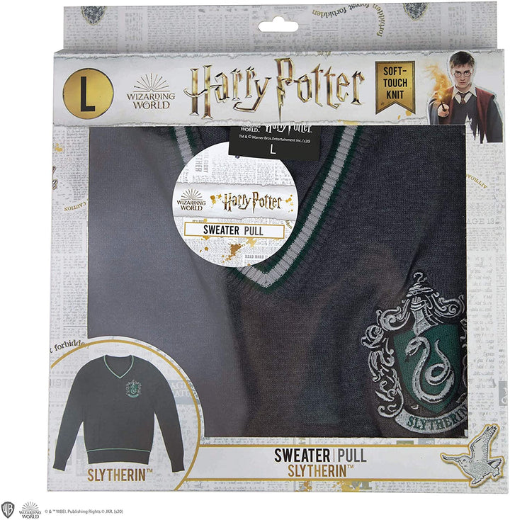 Cinereplicas - Harry Potter - Pull Hogwarts - V-Neck Grey - Slytherin - Large