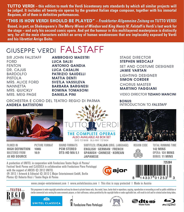 Verdi: Falstaff (Parma 2011) [Ambrogio Maestri, Luca Salsi, Antonio Gandia [C Major: 725304] [2013] [Blu-ray]