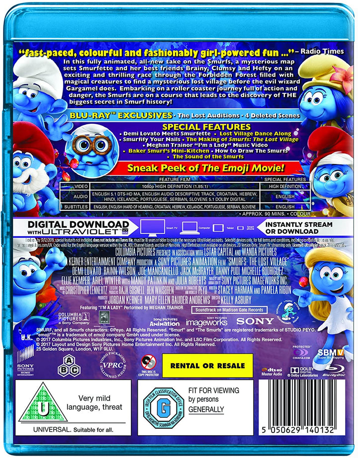 Smurfs: The Lost Village [2017] [Region Free] - Family/Adventure [Blu-ray]