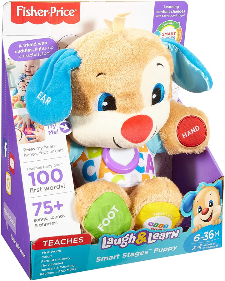 Fisher-Price FPM43 Smart Stages Puppy, Laugh and Learn Soft Educational Electronic Toddler Learning Toy with Music and Songs, Suitable for 6 Months+