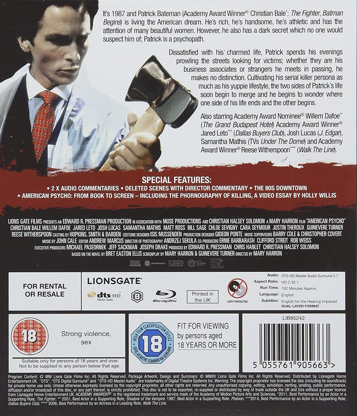 American Psycho [2000] - Horror/Thriller [Blu-ray]