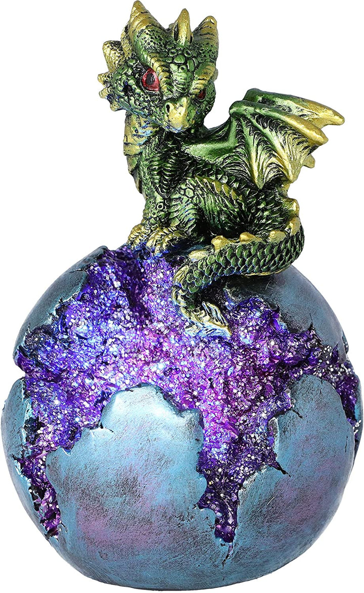 Geode Guard Green Dragon Sphere Crystal Figurine