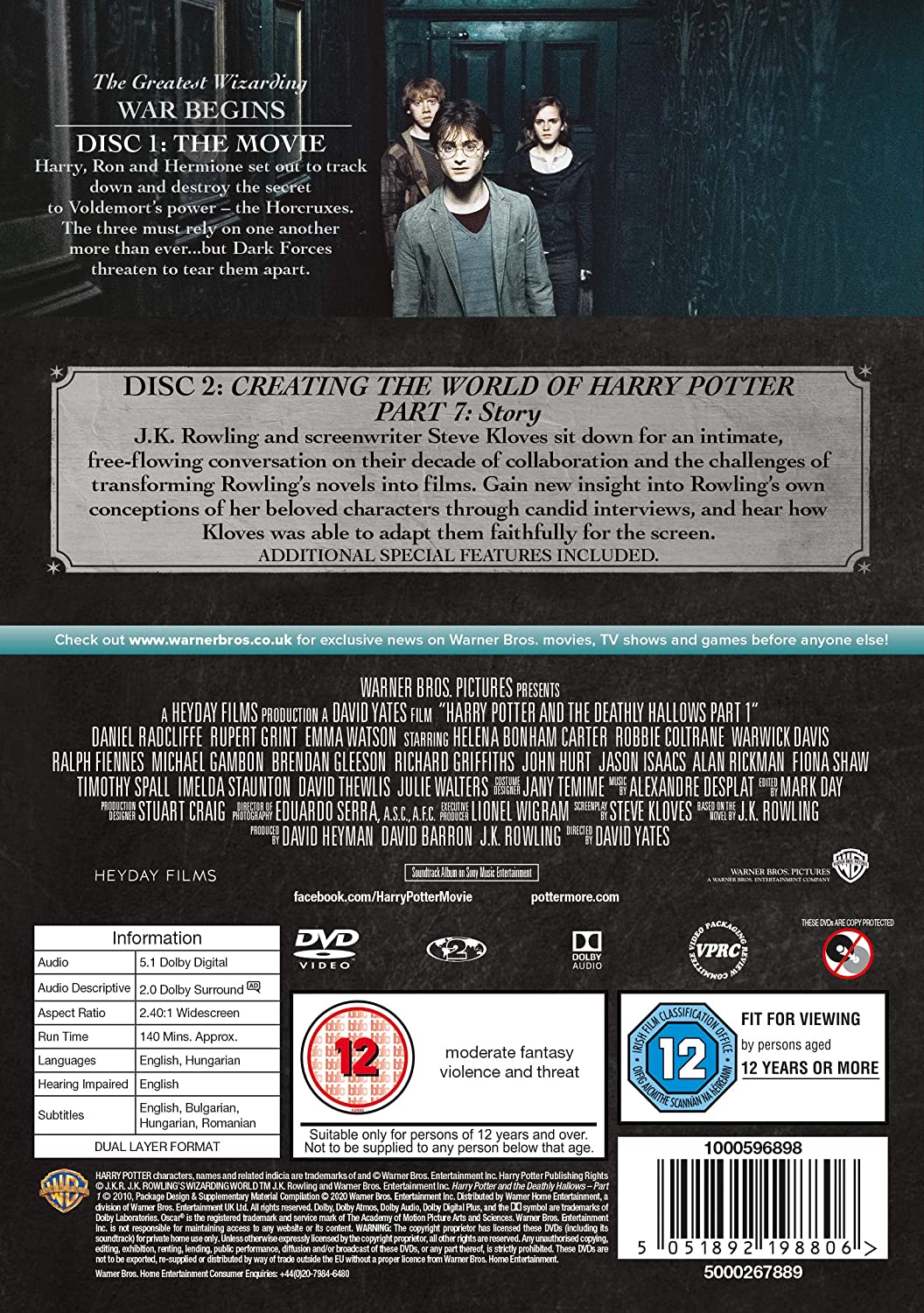 Harry Potter and the Deathly Hallows - Part 1 [Year 7] [2016 Edition 2 Disk]  [2010] - Fantasy/Family [DVD]