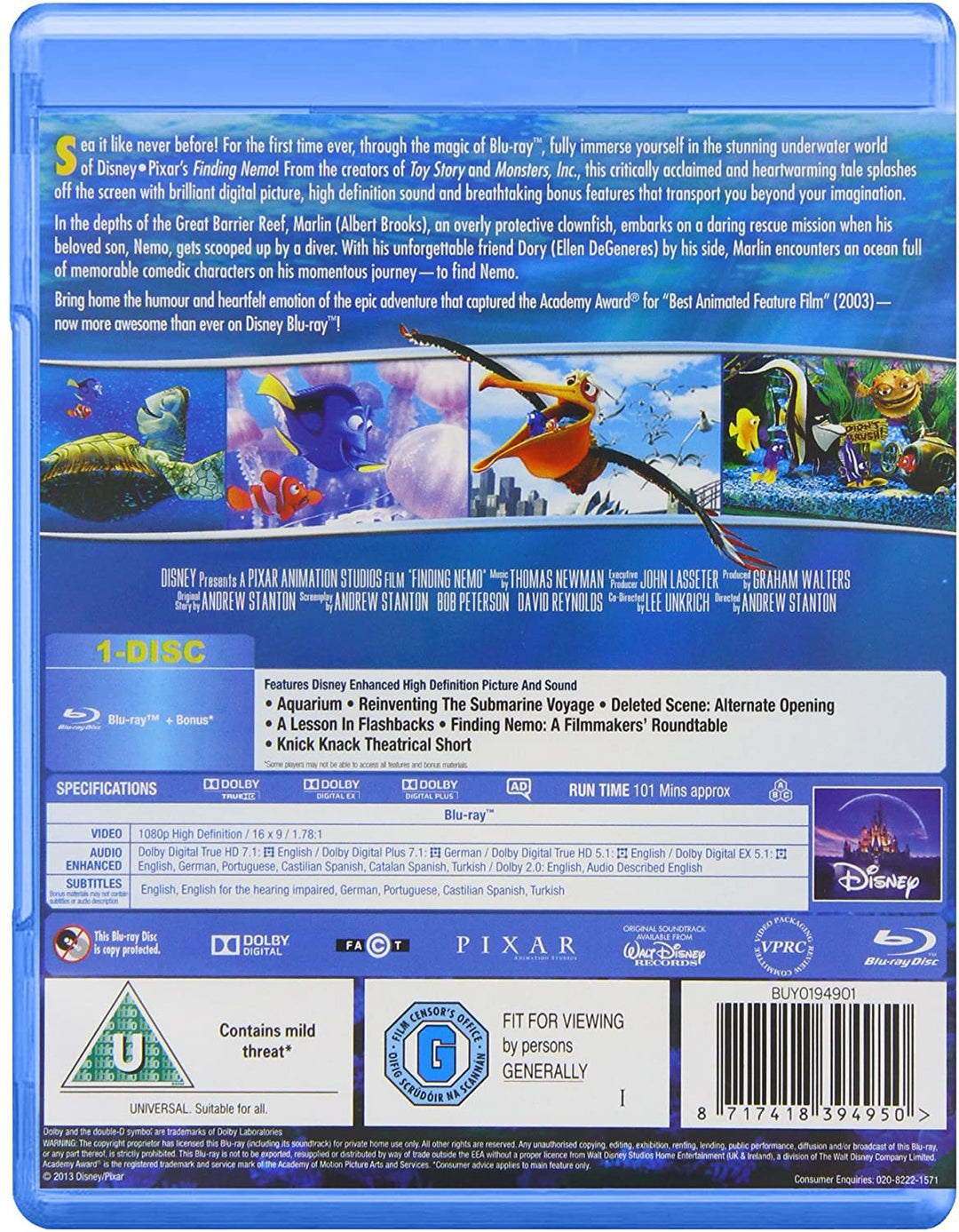 Trouver Nemo [Blu-ray] [Région gratuite]