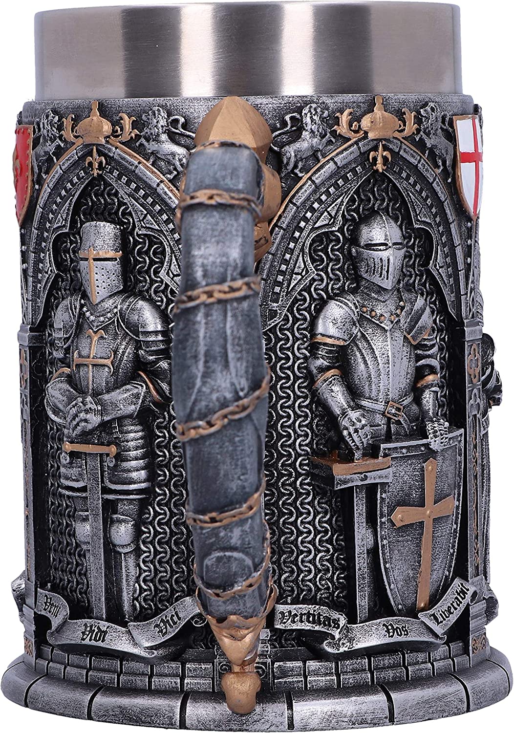 Nemesis Now B5167R0 Vow English Armoured Knight Latin Oath Tankard, Silver, 15.3