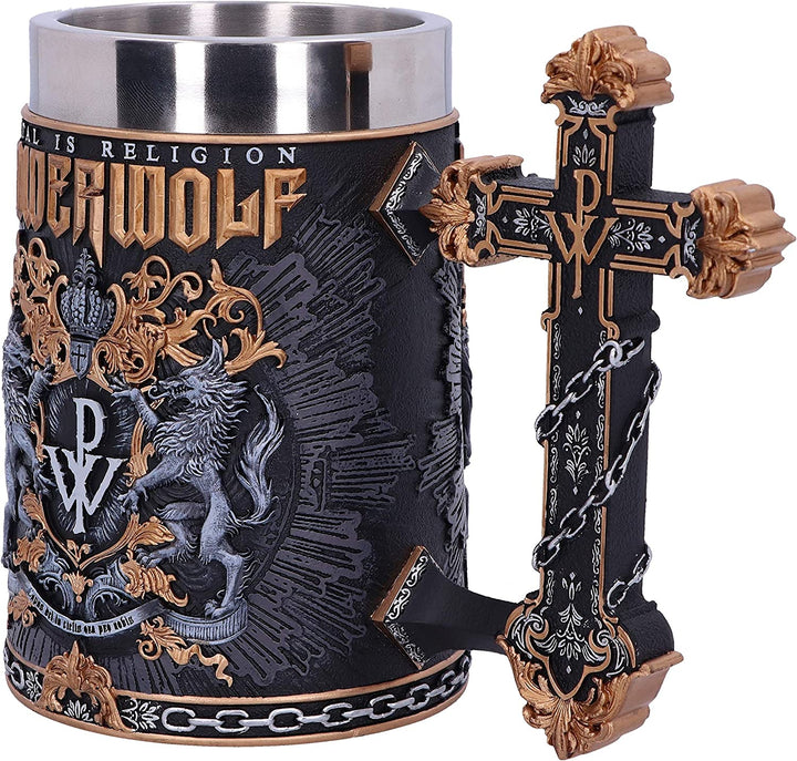 Nemesis Now Officially Licensed Powerwolf Metal is Religion Rock Band Tankard, Black