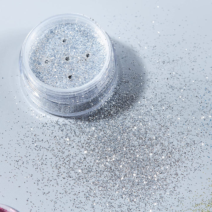 Classic Fine Glitter Shakers by Moon Glitter - Silver - Cosmetic Festival Makeup Glitter for Face, Body, Nails, Hair, Lips - 5g