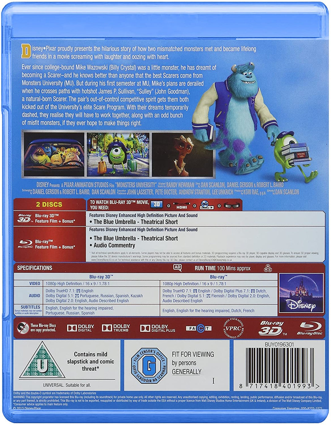 Monsters University (Blu-ray 3D + Blu-ray) [2017] [Région gratuite]