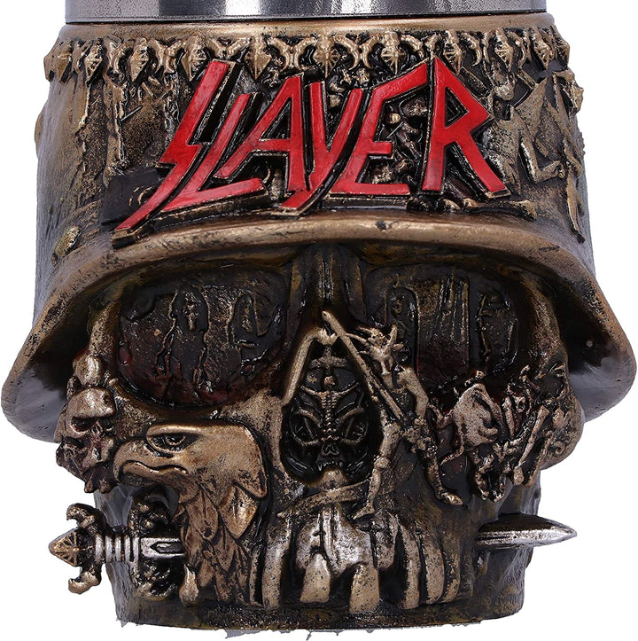 Nemesis Now Officially Licensed Slayer Eagle Helmet Skull Logo Shot Glass, Gold,