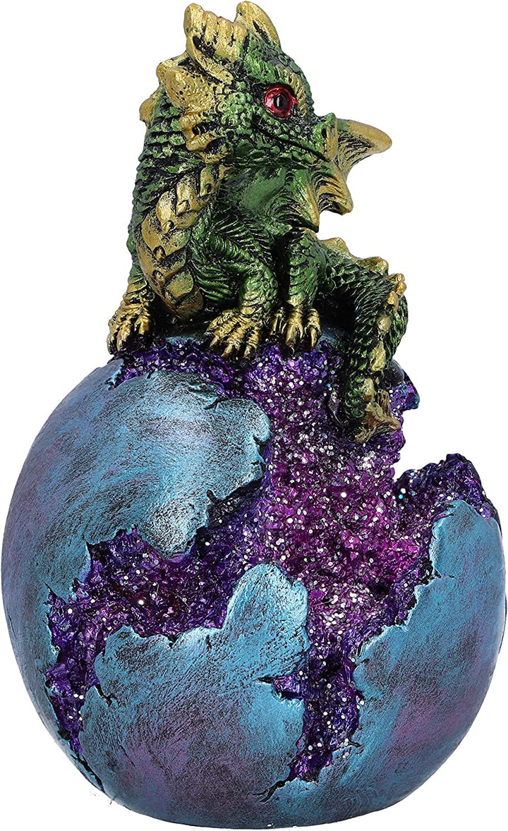 Geode Guard Green Dragon Sphere Crystal Figurine