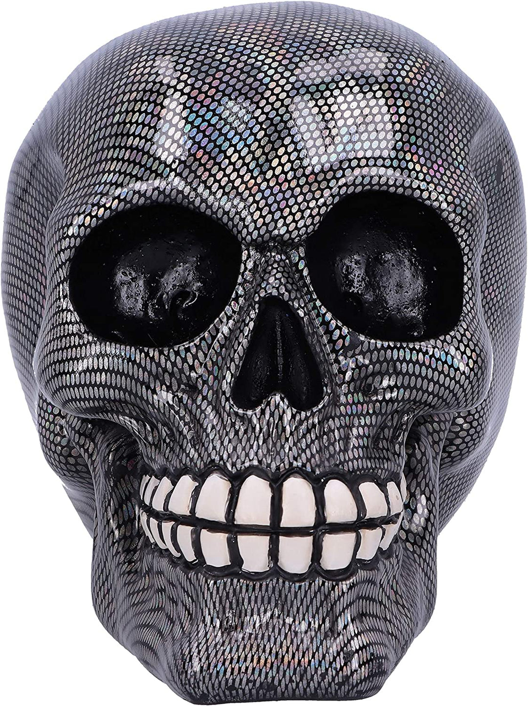 Nemesis Now Holographic Silver Fishnet Skull Ornament, 16.5cm