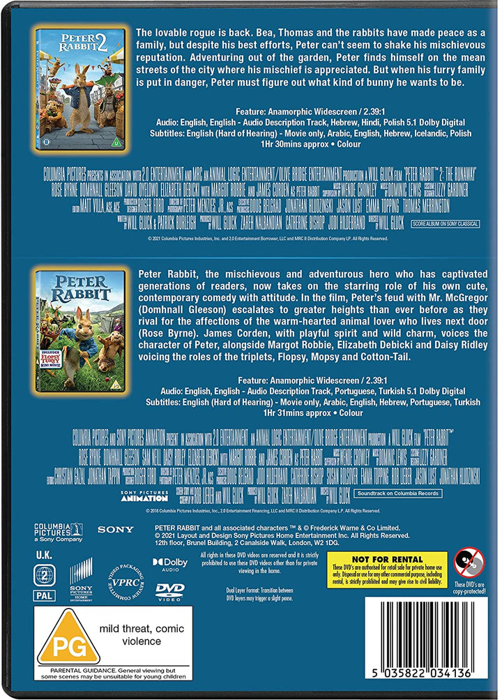 Peter Rabbit 1 and 2 (2 Disc DVD) - Family/Comedy [DVD]