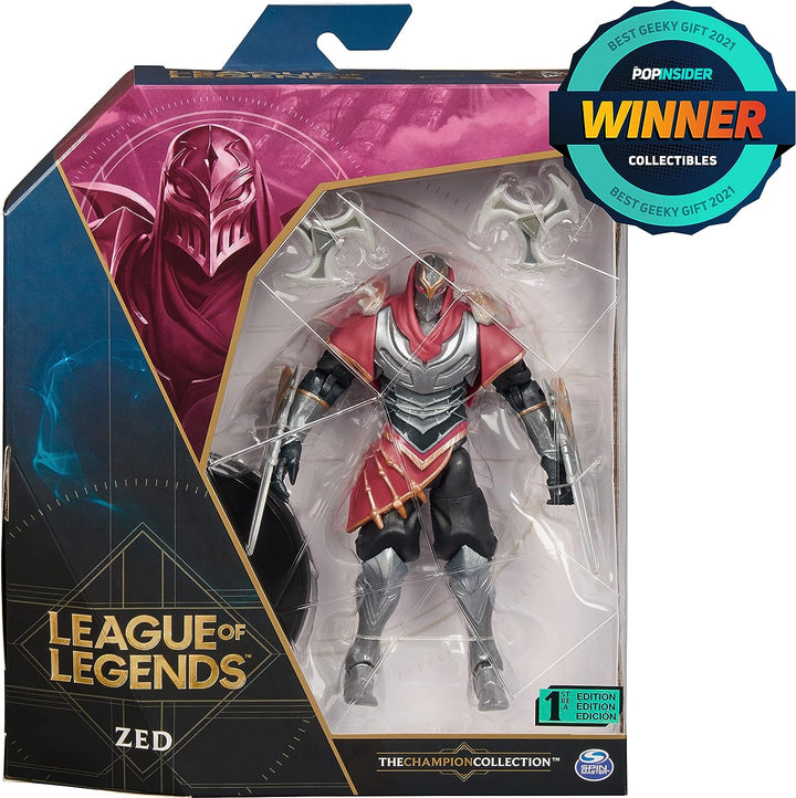 League of Legends, 6-Inch Zed Collectible Figure w/ Premium Details and 2 Accessories, The Champion Collection, Collector Grade, Ages 12 and Up