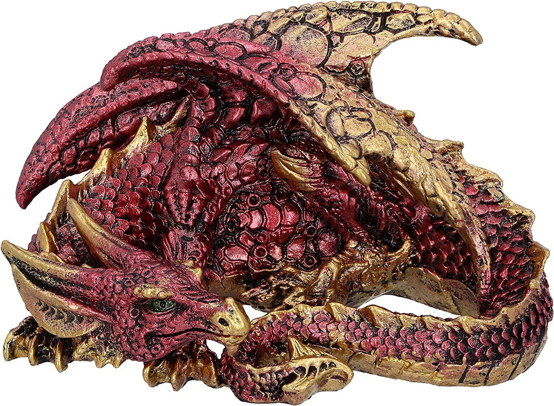 Nemesis Now Aaden Red and Golden Resting Dragon Figurine, 10.2cm, U5289S0