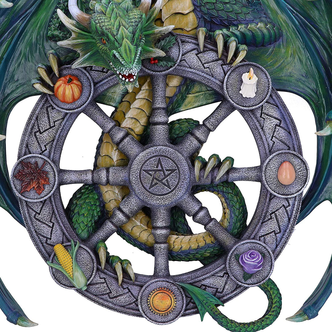 Nemesis Now Anne Stokes Magical Dragon Pagan Wheel of The Year Wall Plaque, Gree