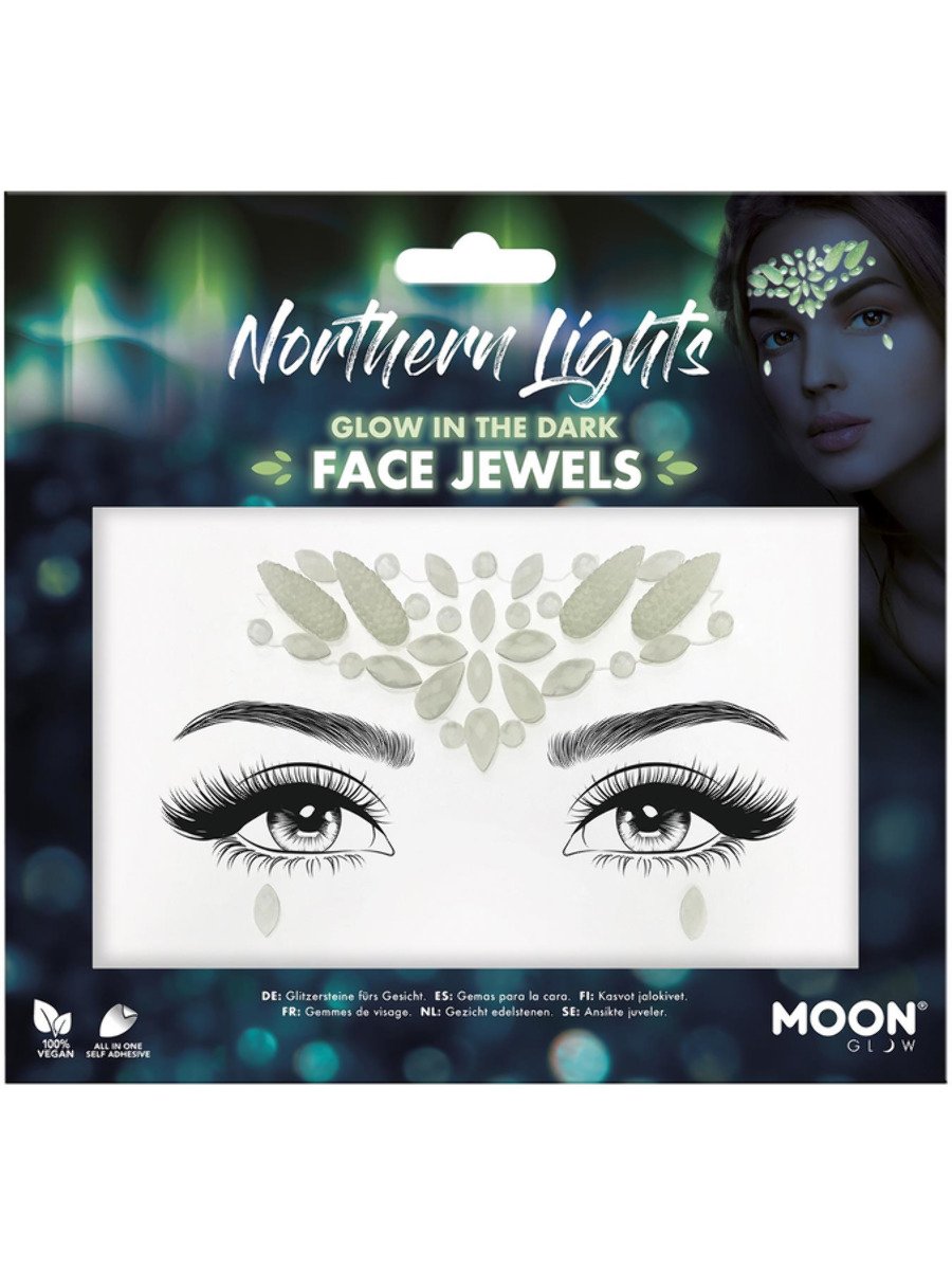 Smiffys Moon Glow Face Jewels, aurora boreal