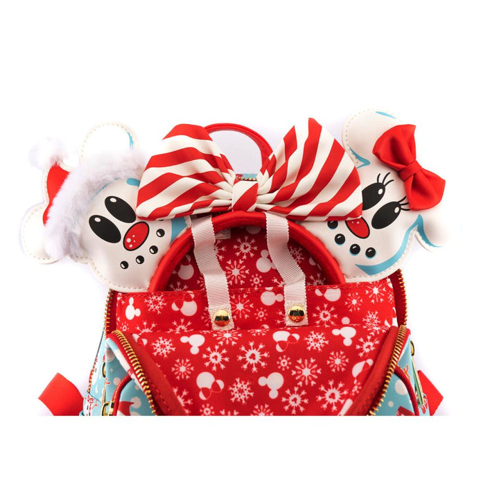 Loungefly Disney Christmas Mickey and Minnie Snowman AOP Mini Backpack and Headband Set