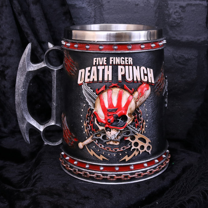 Nemesis Now B4654N9 Five Finger Death Punch Tankard 15cm, Resin w/Stainless Steel Insert, Black