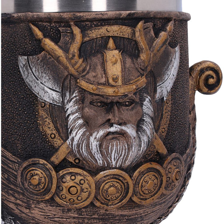 Nemesis Now Valhalla Goblet 17cm, Resin w/Stainless Steel Insert, Brown, 1 Count