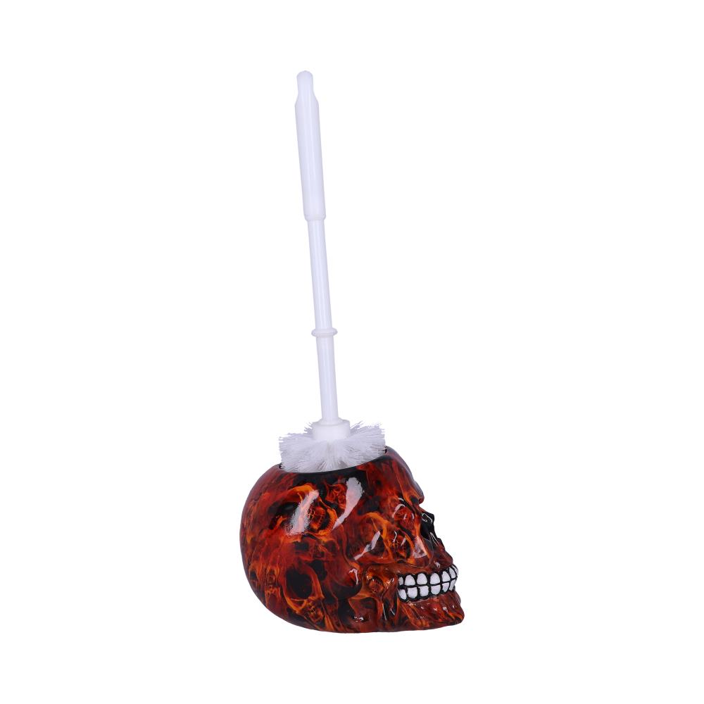 Nemesis Now Flame Pattern Skull Toilet Brush Holder 16.4cm, Polyresin, Orange