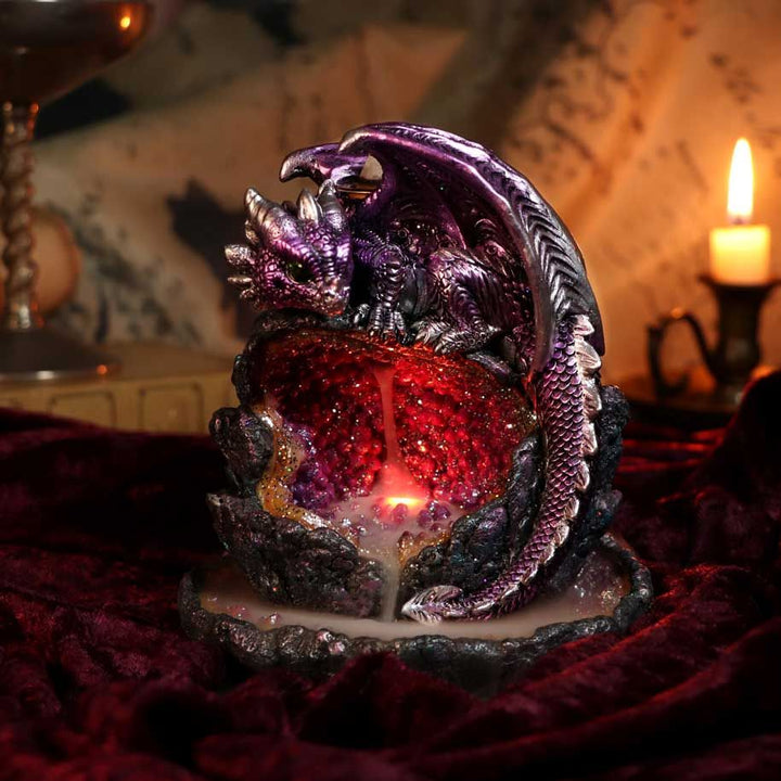 Crystalline Protector Purple Dragon Geode Backflow Incense Burner